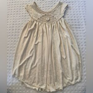 Free People | Crochet Lace Boho Babydoll Tank Top | Ivory Cream | XS